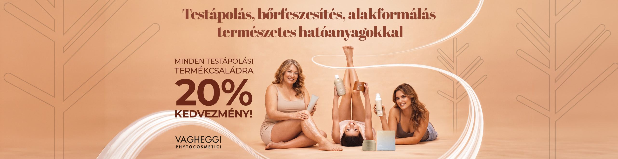Sötét lila háttéren Pokorny Lia látható az új efficacy booster, intenzív arcápoló kit és aranyszínű csomagolásban található arcápoló Vagheggi 75.25 olajjal.